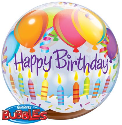 22" Bubble Birthday Balloons and Candles