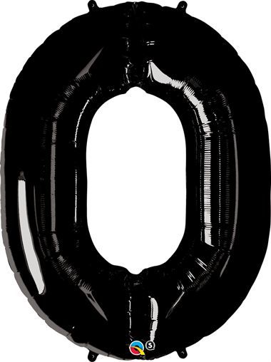 34" Black Number 0 Balloon