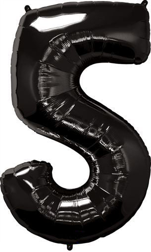 34" Black Number 5 Balloon