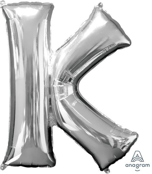 34" Silver Letter K Balloon