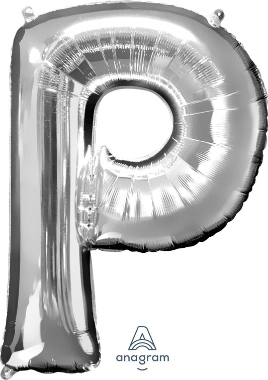 34" Silver Letter P Balloon