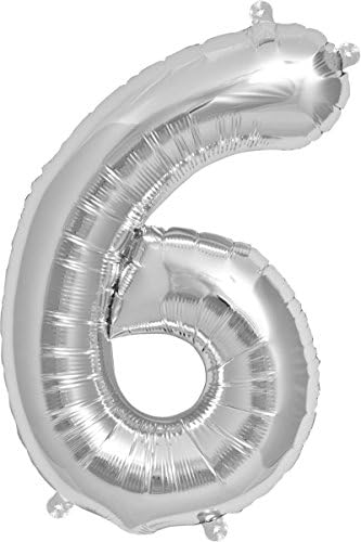 34" Silver Number 6 Balloon