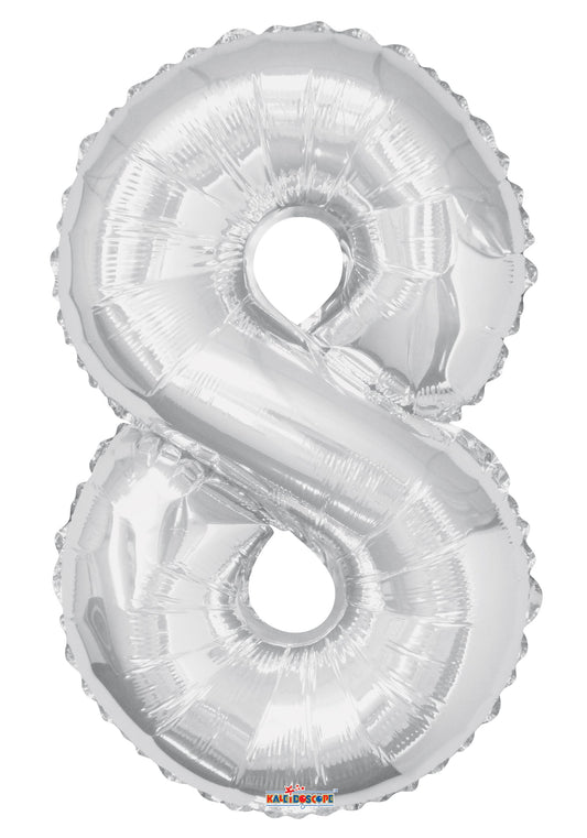 34" Silver Number 8 Balloon