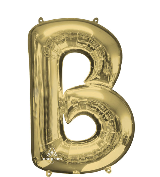 34" White Gold Letter B Balloon