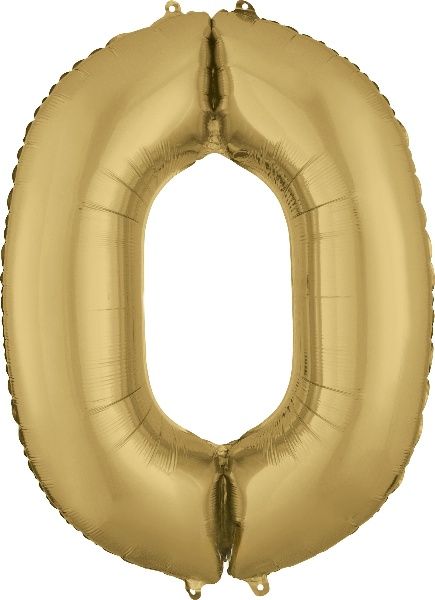 34" White Gold Number 0 Balloon