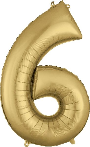 34" White Gold Number 6 Balloon