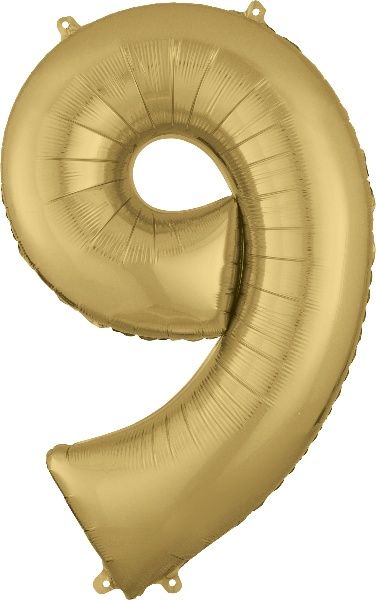 34" White Gold Number 9 Balloon